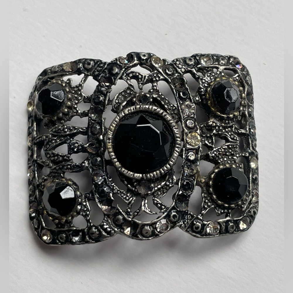 Vintage Ornate Black Rhinestone Jewelry Piece